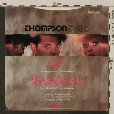 Thompson Twins: Lies / Beach Culture, Arista (ARIST 486), UK, 1982 Typ: 7" Best.-Nr.: T2269 Preis: 1,50 Euro