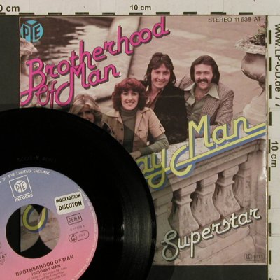 Brotherhood of Man: Highway Man / Superstar, Pye / Promo stol (11 638 AT), D, 1977 Typ: 7" Best.-Nr.: T2284 Preis: 2,00 Euro