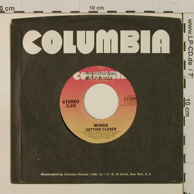 Wings: Spin It On / Getting Closer, FLC, Columbia/Promo-stol (3-11020), US, 1979 Typ: 7" Best.-Nr.: T2392 Preis: 4,00 Euro