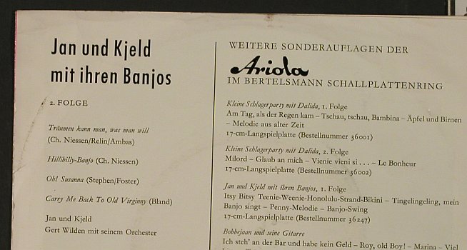 Jan & Kjeld: Mit ihren Banjos, 2. Folge, m-/vg+, Ariola/Bertelsmann (36 358), D,Club Ed Typ: EP Best.-Nr.: T2585 Preis: 2,50 Euro
