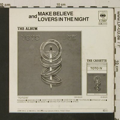 Toto: Make Believe / Lovers In The Night, CBS (CBS A 2997), NL, woc, 1982 Typ: 7" Best.-Nr.: T2669 Preis: 2,00 Euro