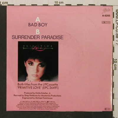 Miami Sound Machine: Bad Boy / Surrender Paradise, Epic(A-6255), NL, 1985 - 7inch - T2753 - 2,50 Euro