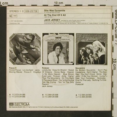 Jersey,Jack: She Was Dynamite/At The EndOf ItAll, EMI (006-25 726), D, 1977 Typ: 7" Best.-Nr.: T3150 Preis: 2,00 Euro