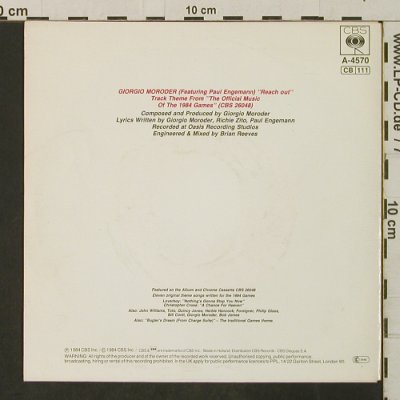 Moroder,Giorgio & Engemann,Paul: Reach Out / Inst., CBS(A-4570), NL, 1984 - 7inch - T3206 - 3,00 Euro