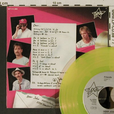 Dear John: Friends / Until Dawn, yellow vinyl, Yxa (INT 111.595), D,m-/vg+, 1985 Typ: 7" Best.-Nr.: T3266 Preis: 2,00 Euro