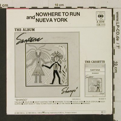 Santana: Nowhere To Run / Nueva York, CBS(A 3018), NL, 1982 - 7inch - T3524 - 3,00 Euro