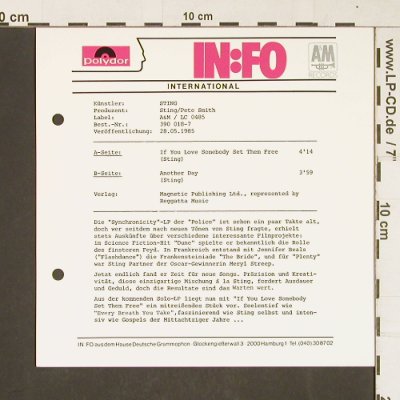 Sting: If you Someb. Set..7 " InfoFact, co, Polyd.(390 018-7), PromoSheet, 1985 - Facts - T357 - 1,00 Euro