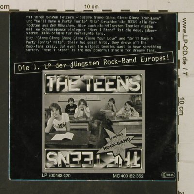Teens: Here I stand, Hansa (100 486-100), D, 1980 Typ: 7" Best.-Nr.: T3836 Preis: 2,50 Euro
