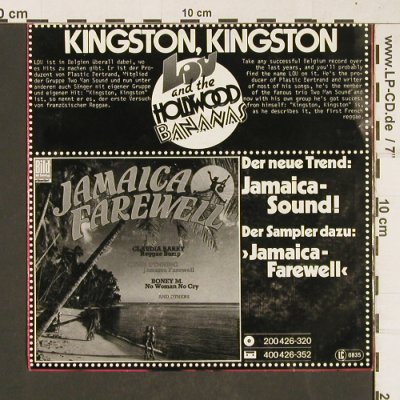 Lou & Hollywood Bananas: Kingston, Kingston,french-engl.vers, Hansa(100 461-100), D,  - 7inch - T386 - 3,00 Euro