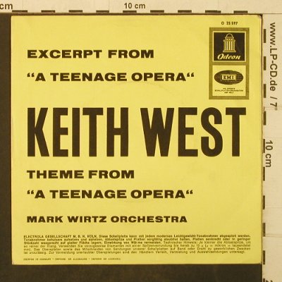 West,Keith: "A Teenage Opera",Theme from, Odeon-OnlyCover (O 23 597), D,vg+ Typ: Cover Best.-Nr.: T3930 Preis: 2,50 Euro