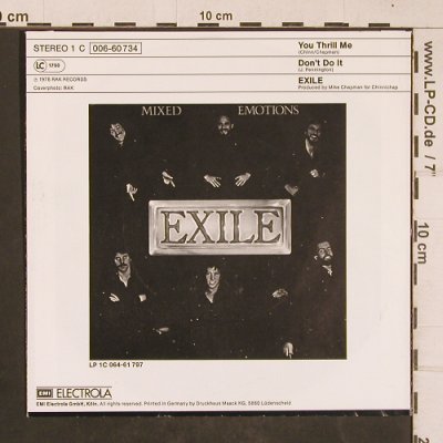 Exile: You Thrill Me / Don't Do it, RAK(006-60 734), D, 1978 - 7inch - T4539 - 2,50 Euro