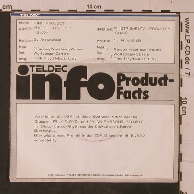 Pink Project: Disco Project / Instrum.Project, Teldec(6.13628 AC), D, 1982 - 7inch - T4756 - 2,50 Euro