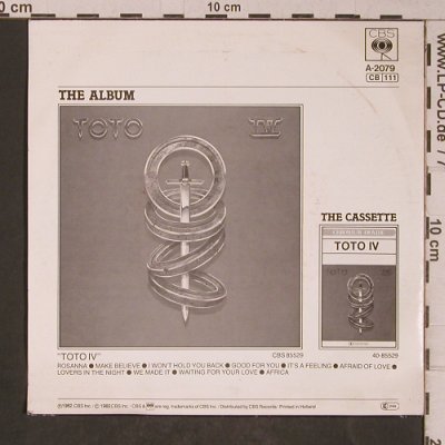 Toto: Rosanna / It's A Feeling, CBS (CBS A-2079), NL, 1982 Typ: 7" Best.-Nr.: T5248 Preis: 2,50 Euro