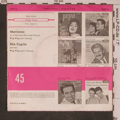 Ping Ping: Nix Capito / Marianne, m-/vg+, stol, Ariola(45 079 A), D,  - 7inch - T5447 - 2,50 Euro