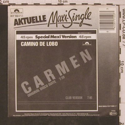 De Lobo,Camino: Carmen, Part 1&2, Polydor (817 152-7), D Typ: 7" Best.-Nr.: T5494 Preis: 3,00 Euro