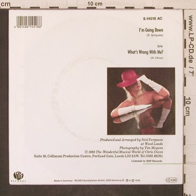 Dawn Chorus and theBluetis: I'm Going Down, Stiff (6.14518 AC), D, 1985 Typ: 7" Best.-Nr.: T5704 Preis: 6,00 Euro