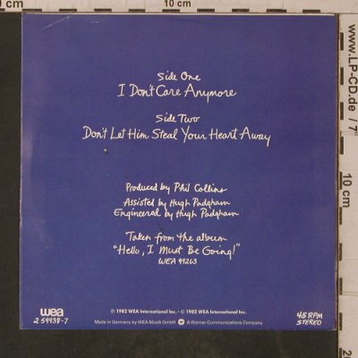 Collins,Phil: I Don't Care Anymore, WEA (25-9938-7), D, 1983 Typ: 7" Best.-Nr.: T5779 Preis: 3,00 Euro