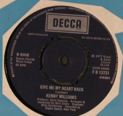 Williams,Kenny: (You're) Fabulous Babe, FLC, Decca (F R 13731), UK, 1977 Typ: 7" Best.-Nr.: T961 Preis: 3,00 Euro