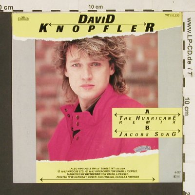 Knopfler,David: The Hurricane / Jacobs Song, Intercord (INT 110.235), D, 1987 Typ: 7" Best.-Nr.: T97 Preis: 2,50 Euro