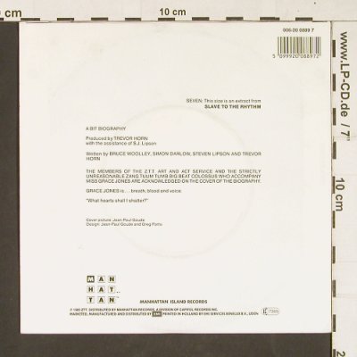 Jones,Grace: Slave To The Rhythm, Manhattan(20 0889 7), D, 1985 - 7inch - S9885 - 3,00 Euro