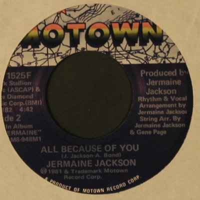 Jackson,Jermaine: I'm Just Too Shy/All Because Of You, Motown(M 1525F), US, LC, 1981 - 7inch - T2496 - 2,50 Euro