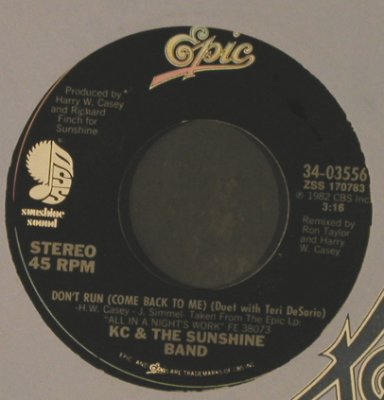 KC & The Sunshine Band: Don't Run / On The One, FLC, stoc, Epic(34-03556), US, 1982 - 7inch - T2580 - 3,00 Euro