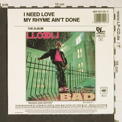 L.L.Cool J: I need Love / My Rhyme ain't done, Def Jam(DEF 651101 7), NL, 1987 - 7inch - T278 - 4,00 Euro