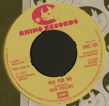 Collins,Dave: Ride your Pony / You for Me FLC,wol, Rhino (RNO 105), UK, 1972 Typ: 7" Best.-Nr.: T647 Preis: 5,00 Euro