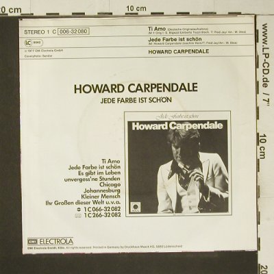 Carpendale,Howard: Ti Amo (dt.Originalaufnahme), EMI(006-32 080), D,vg+/m-, 1977 - 7inch - S7372 - 2,50 Euro