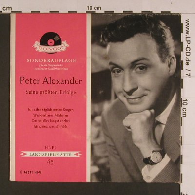 Alexander,Peter: Seine Größten Erfolge, 4 Tr., Polydor Sonderauflage(E 76 521), D,  - EP - S7625 - 3,00 Euro