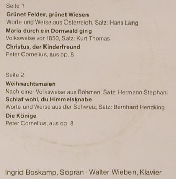Boskamp,Ingrid-Walter Wieben,Klav.: singt Weihnachtslieder, Peter Cornelius op.8 (66.10 226-01), D Typ: 7" Best.-Nr.: S7872 Preis: 4,00 Euro