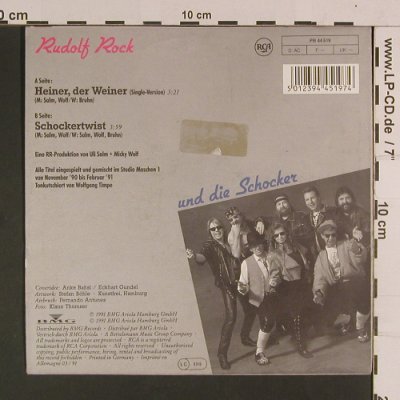 Rudolf Rock & Schocker: Heiner,der Weiner/Schocker Twist, BMG(PB 44 519), D, m-/vg+, 1991 - 7inch - S8064 - 2,50 Euro