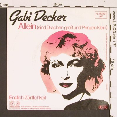 Decker,Gabi: Allein, sind Drachen groß u.Prinzen, Jupiter (6.14239 AC), D Typ: 7" Best.-Nr.: S8412 Preis: 3,00 Euro