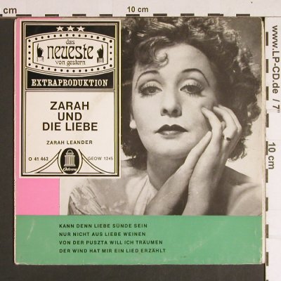 Leander,Zarah: Zahrah und die Liebe, vg+/vg+, Odeon(O 41 462), D,  - EP - S8671 - 3,00 Euro