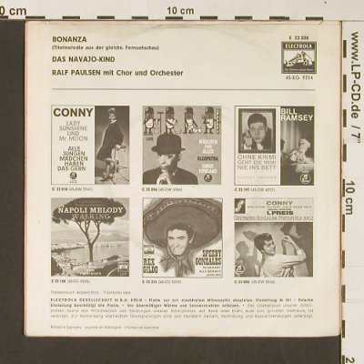 Paulsen,Ralf: Bonanza / Das Navajo-Kind, vg+/m-, EMI(E 22 308), D,  - 7inch - S8952 - 2,50 Euro