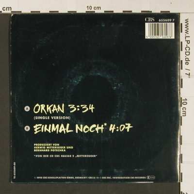 Mitteregger,Herwig: Orkan / Eimal noch, CBS(655609 7), NL, 1990 - 7inch - S9079 - 2,50 Euro