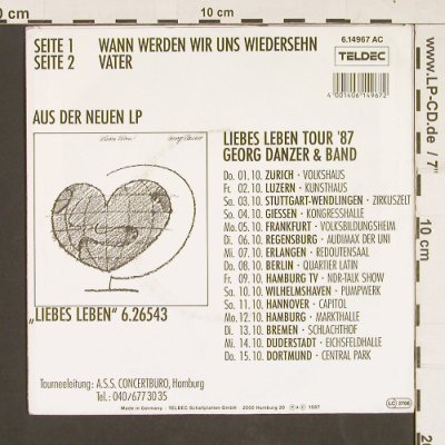 Danzer,Georg: Wann weren wir uns wiedersehn, Teldec (6.14967 AC), D, 1987 Typ: 7" Best.-Nr.: S9360 Preis: 3,00 Euro