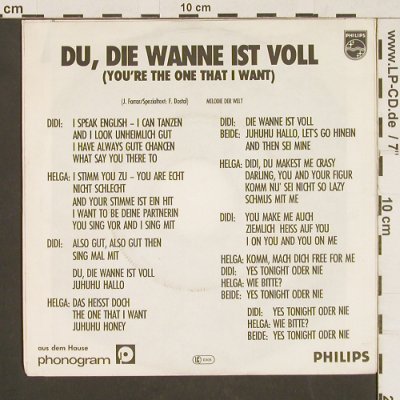 Hallervorden,Dieter&Helga Feddersen: Du, Die Wanne Ist Voll/Disco Dussl, Philips (6003 709), D, 1978 Typ: 7" Best.-Nr.: S9728 Preis: 2,00 Euro