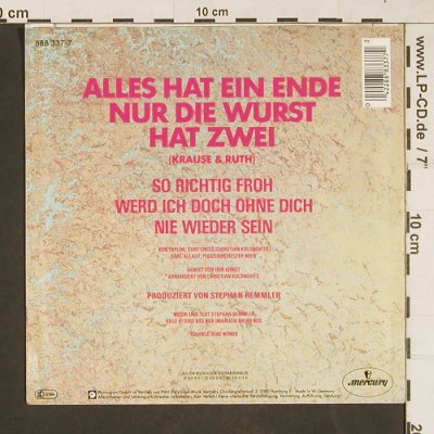 Remmler,Stephan: Alles hat erin Ende nur die Wurst.., Mercury(888 337-7), D, 1986 - 7inch - S9931 - 2,50 Euro