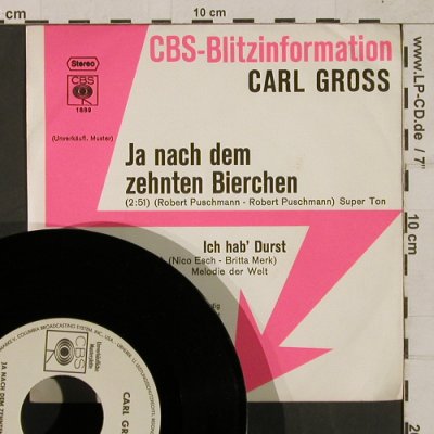Gross,Carl: Ja nach dem zehnten Bierchen, CBS BlitzInfo(CBS S 1889), D, 1973 - 7inch - T1649 - 4,00 Euro