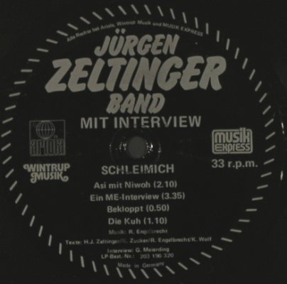 Zeltinger Band,Jürgen: Asi m. Niwoh/Bekloppt/Kuh+Interview, Ariola, LC(), D, vg-,  - 7inch - T2624 - 2,00 Euro