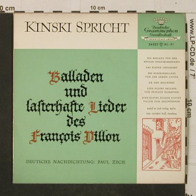 Kinski,Klaus: Kinski spricht ... Francois Villon, D.Gr.(34 023 EPLS), D, 1961 - EP - T2943 - 5,00 Euro