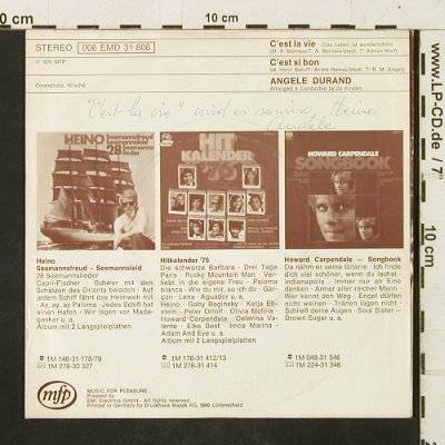 Durand,Angèle: C'est la vie / C'est si bon,Autogr., Emidisc/mfp (006 EMD 31 808), D, woc, 1976 Typ: 7" Best.-Nr.: T2946 Preis: 9,00 Euro