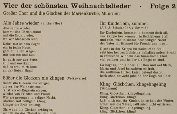 Großer Chor&Glocken d.Marienkirche: 4 der schönsten Weihnachtslieder, Tip (63-1034), D, 1964 Typ: EP Best.-Nr.: T2955 Preis: 3,00 Euro