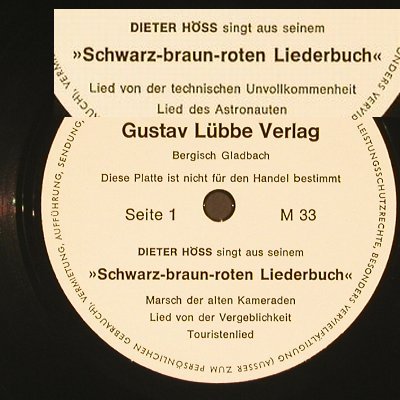 Höss,Dieter: Schwarz Braun Rotes Liederbuch, Gustav Lübbe Verlag(), D,  - Flexi - T2965 - 3,00 Euro