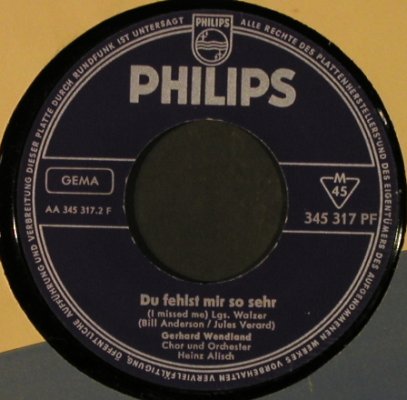 Wendland,Gerhard: Tanze mit mir in den Morgen, FLC, Philips(345 317 PF), D, 1961 - 7inch - T2970 - 2,50 Euro