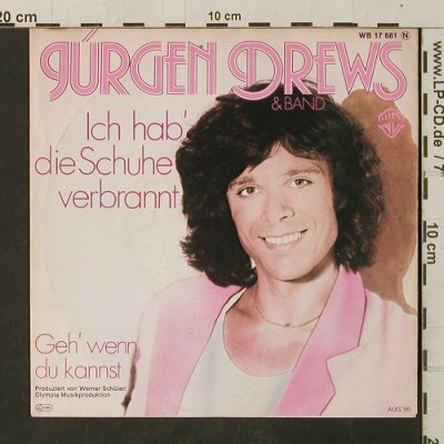 Drews,Jürgen: Ich hab' die Schuhe verbrannt, WB (WB 17 681), D, 1980 Typ: 7" Best.-Nr.: T3047 Preis: 2,50 Euro