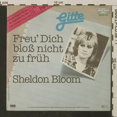 Gitte: Freu' Dich bloß nicht zu früh, Global (0033.231), D, 1980 Typ: 7" Best.-Nr.: T3090 Preis: 2,50 Euro