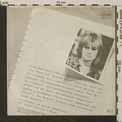 Gitte: Freu' Dich bloß nicht zu früh, Global (0033.231), D, 1980 Typ: 7" Best.-Nr.: T3090 Preis: 2,50 Euro
