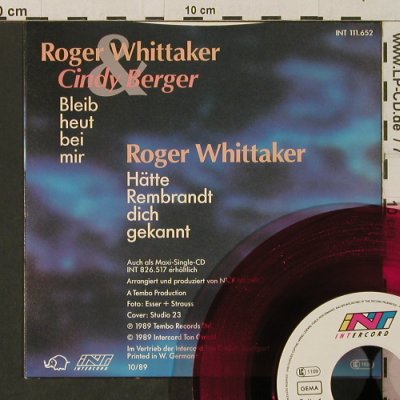 Whittaker,Roger & Berger,Cindy: Bleib heut bei mir (red vinyl), Avon(INT 111.652), D, 1989 - 7inch - T3139 - 2,50 Euro